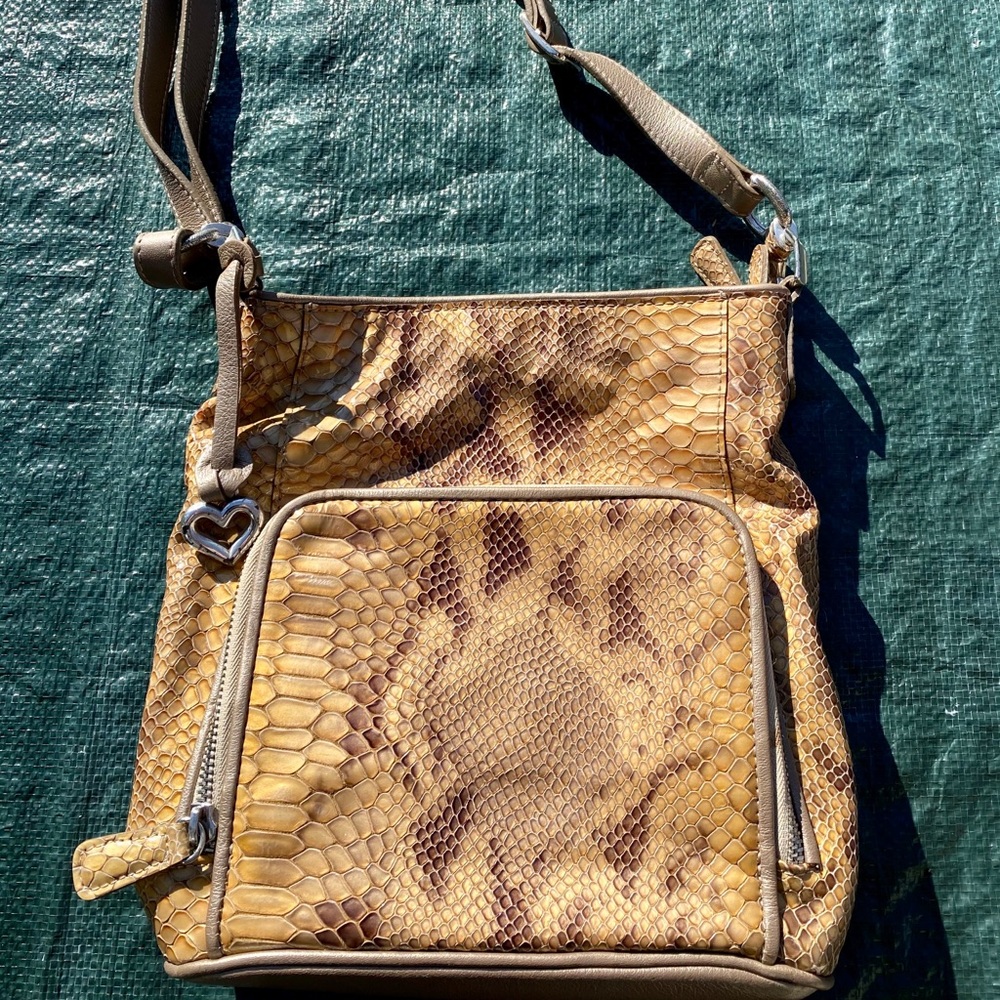 Crocodile Print Brown Leather Brighton Purse